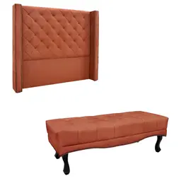 Conjunto de Cabeceira Solteiro com Recamier Vicenza Veludo Cobre