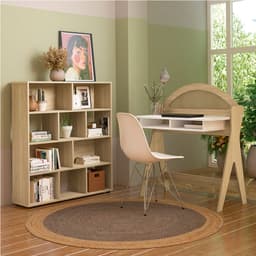Conjunto de Escrivaninha Ceci com Estante Book Naturale e Branco