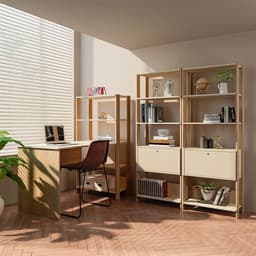 Conjunto de Escrivaninha com 2 Estantes Match 2 PT Off White e Carvalho