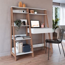 Conjunto de Escrivaninha com Estante Caen 1 GV Branco e Montana