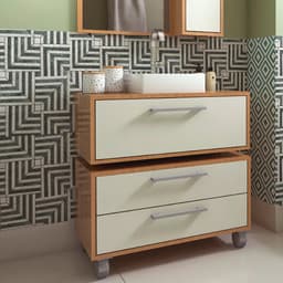 Conjunto de Gabinete de Banheiro Suspenso com Gabinete de Chão Alice 1 PT 2 GV Mel e Arenas