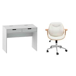 Conjunto de Mesa New com Cadeira de Escritório Diretor Giratória Antonella Branca