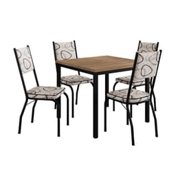 Conjunto de Mesa Retangular com Tampo de MDP Amadeirado e 4 Cadeiras Adriana II Revestimento Sintético Cedro e Preto