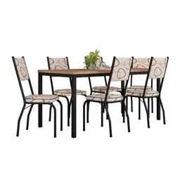 Conjunto de Mesa Retangular com Tampo de MDP Amadeirado e 6 Cadeiras Adriana II Revestimento Sintético Cedro e Preto