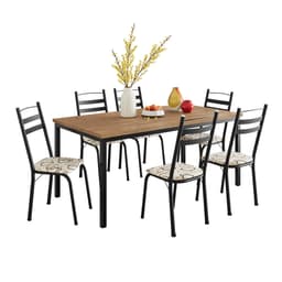 Conjunto de Mesa Retangular com Tampo de MDP Amadeirado e 6 Cadeiras Adriana III Revestimento Sintético Cedro e Preto