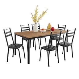 Conjunto de Mesa Retangular com Tampo de MDP Amadeirado e 6 Cadeiras Adriana III Revestimento Sintético Silver e Preto