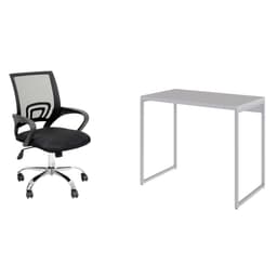 Conjunto de Mesa Studio Branca com Cadeira de Escritório Secretária Giratória New Java Preta