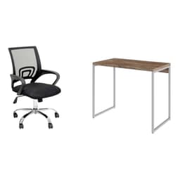 Conjunto de Mesa Studio Carvalho e Branca com Cadeira de Escritório Secretária Giratória New Java Preta