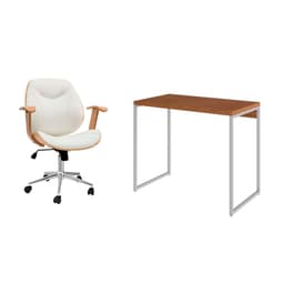 Conjunto de Mesa Studio Mel com Cadeira de Escritório Diretor Giratória Antonella Branca