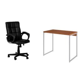 Conjunto de Mesa Studio Mel e Branca com Cadeira de Escritório Diretor Giratória Charles Preta