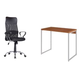 Conjunto de Mesa Studio Mel e Branca com Cadeira de Escritório Diretor Giratória Vancouver Preta