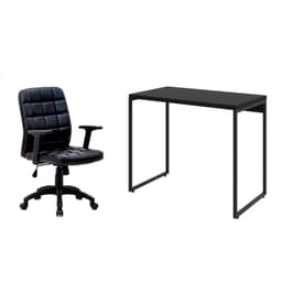 Conjunto de Mesa Studio com Cadeira de Escritório Diretor Giratória Fitz com Braços Ajustáveis Preta