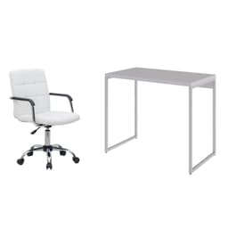 Conjunto de Mesa Studio com Cadeira de Escritório Secretária Giratória Fitz Branca