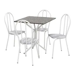 Conjunto de Mesa Thais com 4 Cadeiras Branca Linho