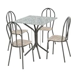 Conjunto de Mesa Thais com 4 Cadeiras Craqueado Preto Rattan