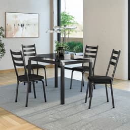 Conjunto de Mesa de Cozinha com 4 Lugares Malva I Preto