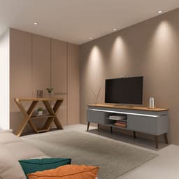 Conjunto de Rack Lumina 2 PT com Aparador Estrela Carvalho e Grafite