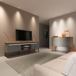 Conjunto de Rack Lumina 2 PT com Buffet Oásis 3 PT Carvalho e Grafite