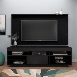 Conjunto de Rack Treviso com Painel para TV 55 Polegadas Slim Preto