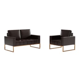 Conjunto de Sofá 2 Lugares com 1 Poltrona Atena Revestimento Sintético Café
