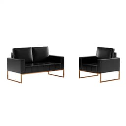 Conjunto de Sofá 2 Lugares com 1 Poltrona Atena Revestimento Sintético Preto
