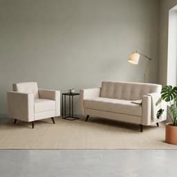 Conjunto de Sofá 3 Lugares com 1 Poltrona Vitrola Suede Bege
