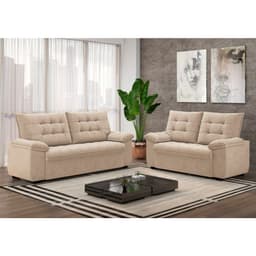 Conjunto de Sofás 2 e 3 Lugares Bertioga Veludo Capuccino