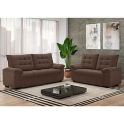 Conjunto de Sofás 2 e 3 Lugares Bertioga Veludo Marrom