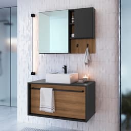 Conjunto para Banheiro com Cuba Estella 2 PT 1 GV Mel e Grafite