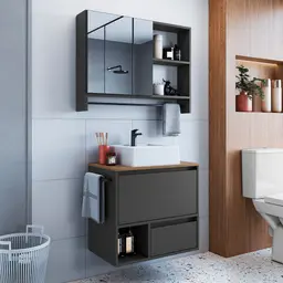 Conjunto para Banheiro com Cuba Vigo 2 PT 1 GV Grafite e Mel