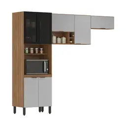 Cozinha Compacta Firenze 7 Portas Gavetas Amêndola e Bege