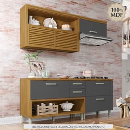 Cozinha Compacta Princesa 4 Portas 4 Gavetas Freijó e Grafite