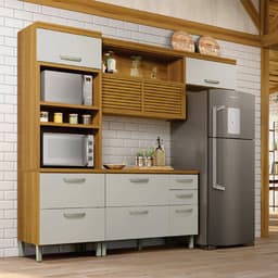 Cozinha Compacta Princesa 6 Portas 4 Gavetas Freijó e Off White