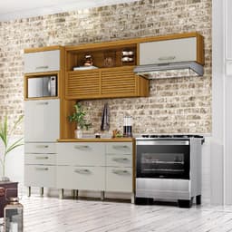 Cozinha Compacta Princesa 6 Portas 6 Gavetas Freijó e Off White