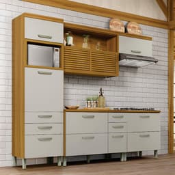 Cozinha Compacta Princesa 7 Portas 7 Gavetas Freijó e Off White