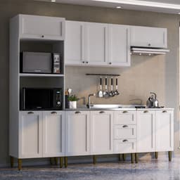 Cozinha Completa Lavanda 10 Portas 3 Gavetas Branca