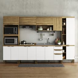 Cozinha Completa Magnólia 12 Portas 3 Gavetas Mel e Branca