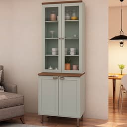 Cristaleira Iluminata com Vidro 4 Portas Verde Mint