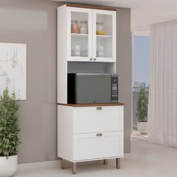 Cristaleira para Forno Iluminata com Vidro 4 Portas Branca