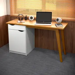 Escrivaninha Prism 1 PT 1 GV Branca e Cinamomo