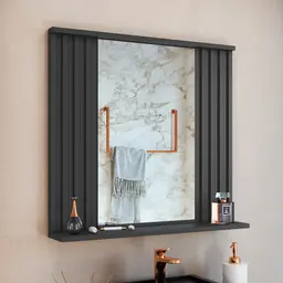 Espelho de Banheiro Retangular Luiza Grafite