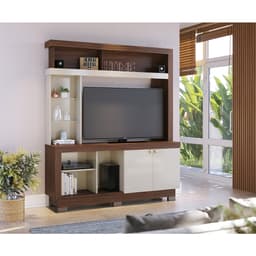 Estante para Home Theater e TV até 50 Polegadas Valença 2 PT Nogueira e Off White