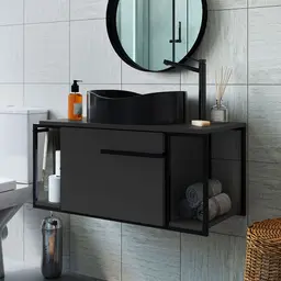 Gabinete Suspenso Paricel 1 PT Grafite e Preto