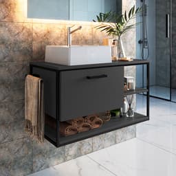 Gabinete Suspenso Paricel I 1 PT Grafite e Preto