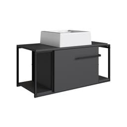 Gabinete Suspenso Paricel com Cuba 1 PT Grafite e Branco