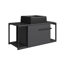 Gabinete Suspenso Paricel com Cuba 1 PT Grafite e Preto