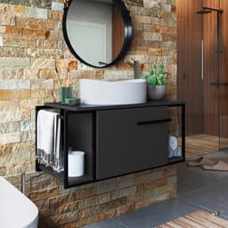 Gabinete Suspenso Paricel com Cuba Berlin Branca 1 PT Preto