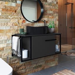 Gabinete Suspenso Paricel com Cuba Berlin Preta 1 PT Grafite