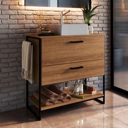 Gabinete de Banheiro Paricel 1 PT 1 GV Mel e Preto