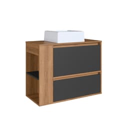 Gabinete de Banheiro Suspenso Com Cuba Estela 1 PT 1 GV Mel e Grafite